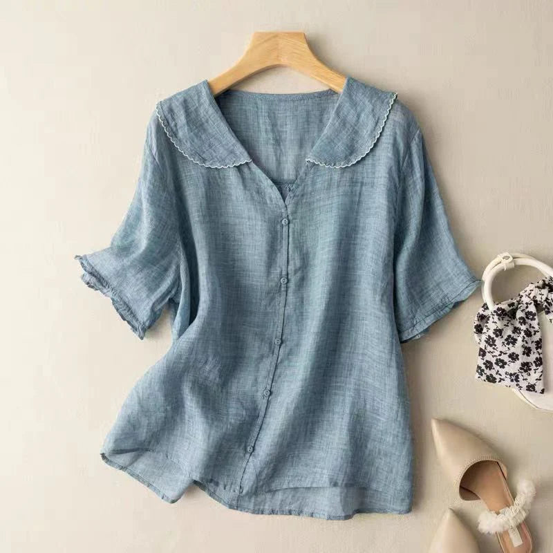 Sotiria Chic Linen Short Sleeve Top