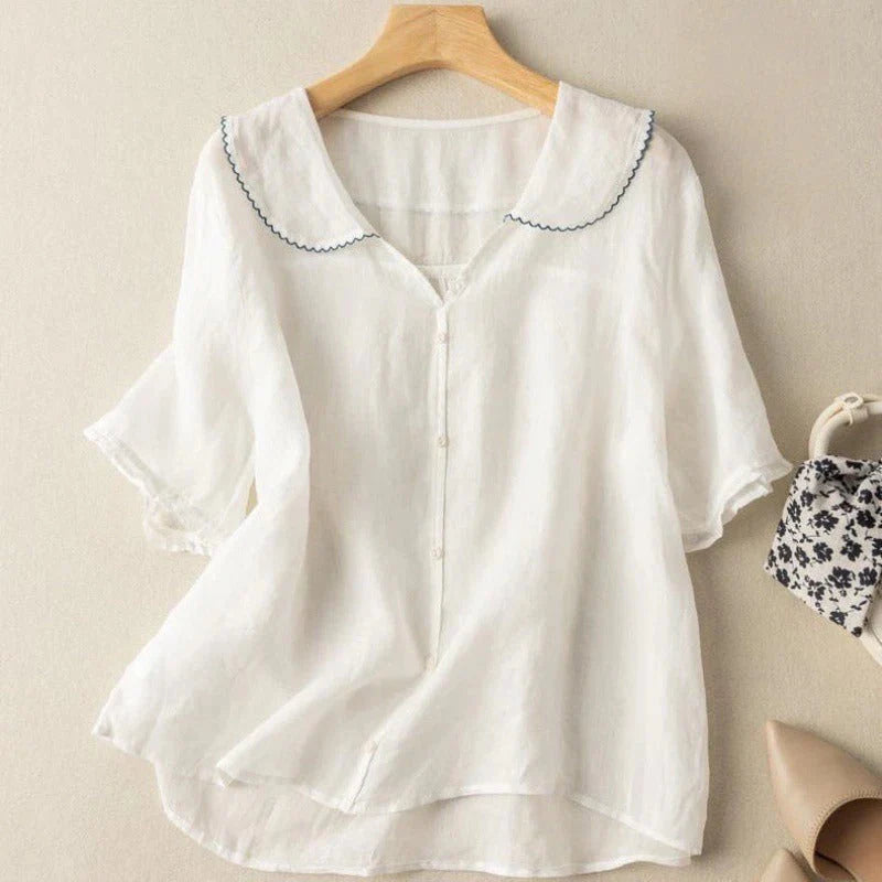 Sotiria Chic Linen Short Sleeve Top
