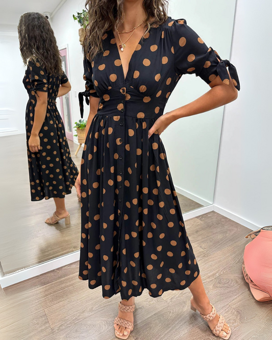 Aika | Flared Polka Dot Dress