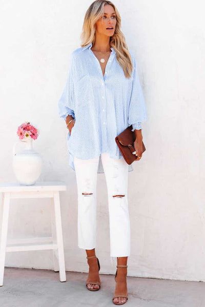 Mid-Length Button-Up Top