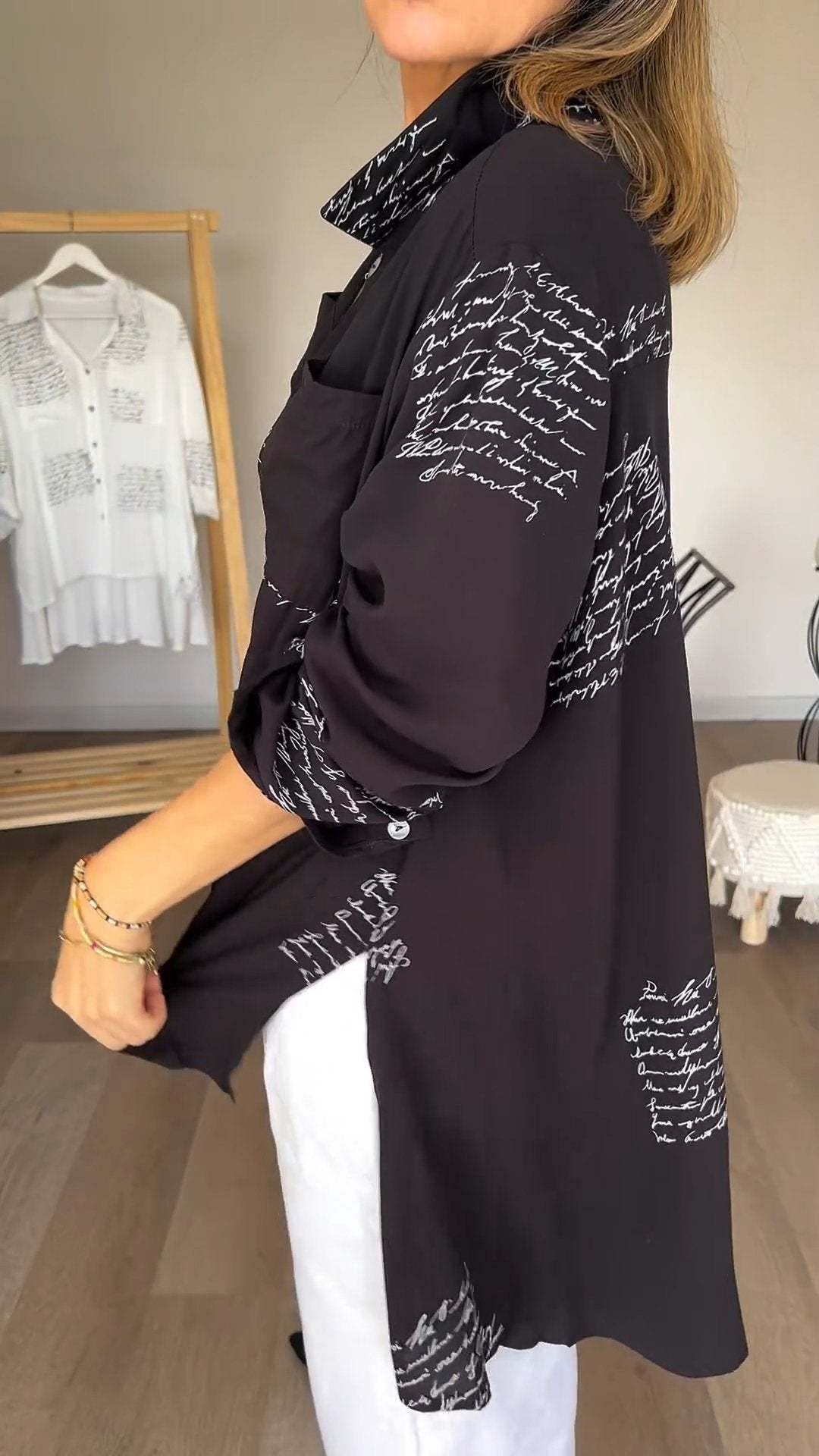 Callista Handwritten Style Button-Up Shirt