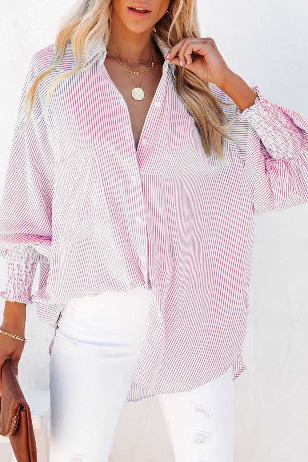 Mid-Length Button-Up Top