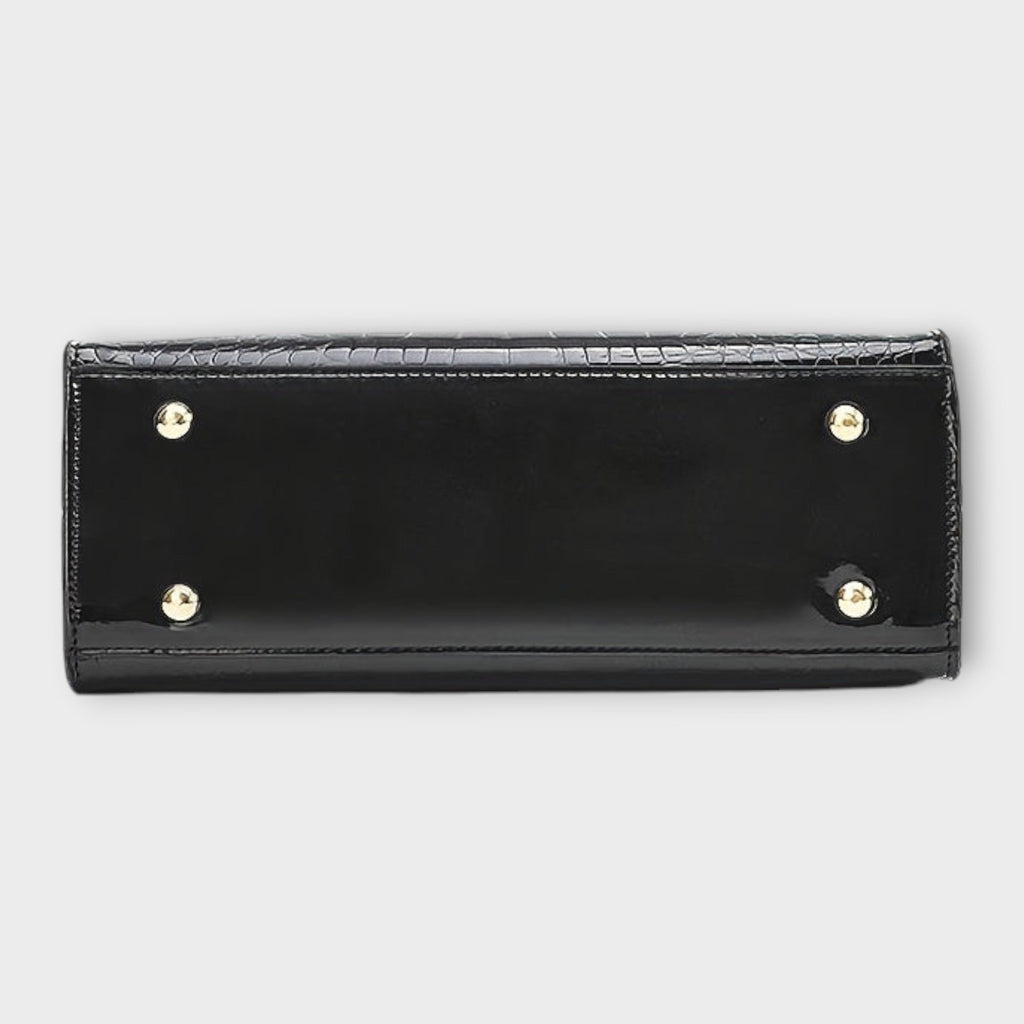 Claire - Glossy Crocodile Leather Pattern Handbag