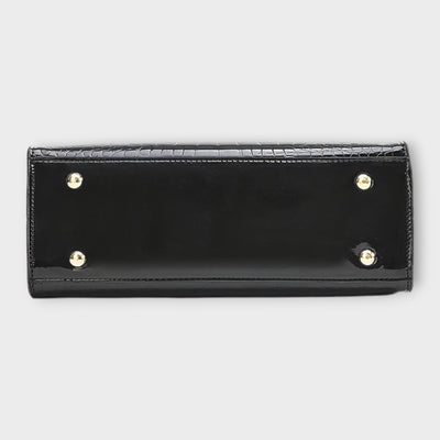 Claire - Glossy Crocodile Leather Pattern Handbag