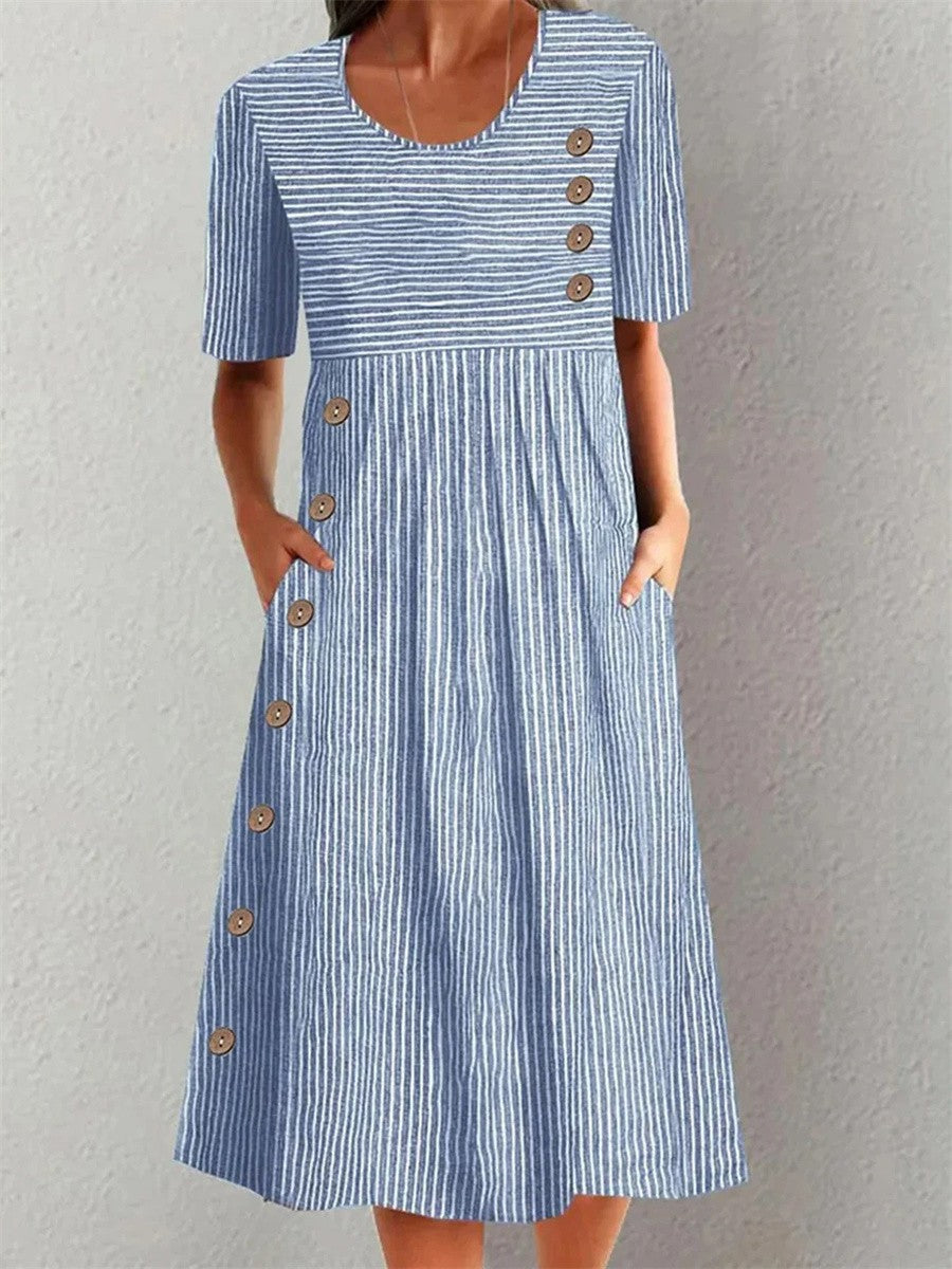 "Lenna | Striped Cotton Midi Dress" can be rewritten as "Lenna | Cotton Midi Dress with Stripes".