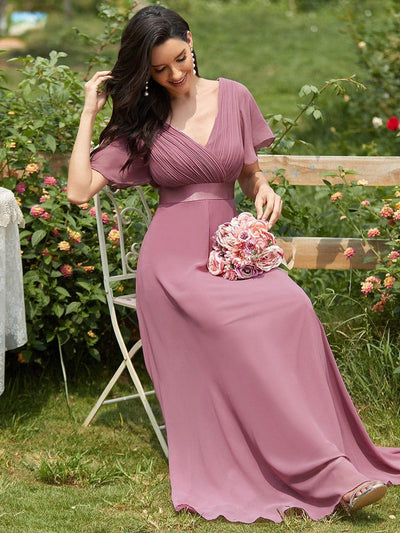 Monique | Elegant Long Bridesmaid Dress with Empire Waist