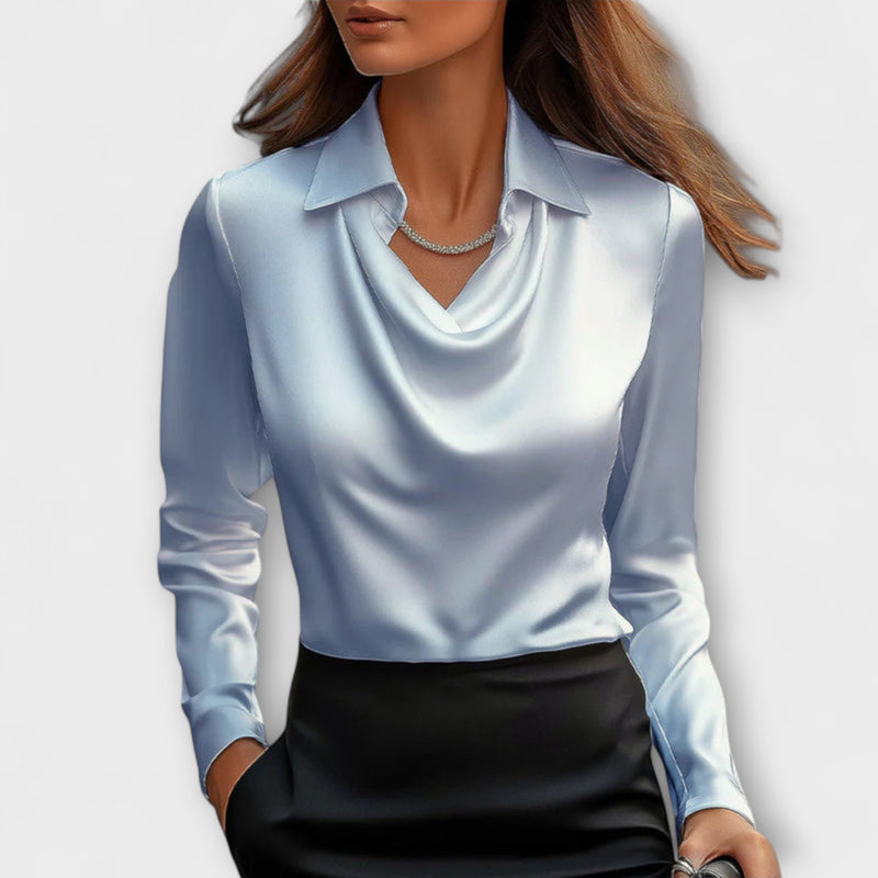 Lira Shimmering Ruffled Collar Blouse