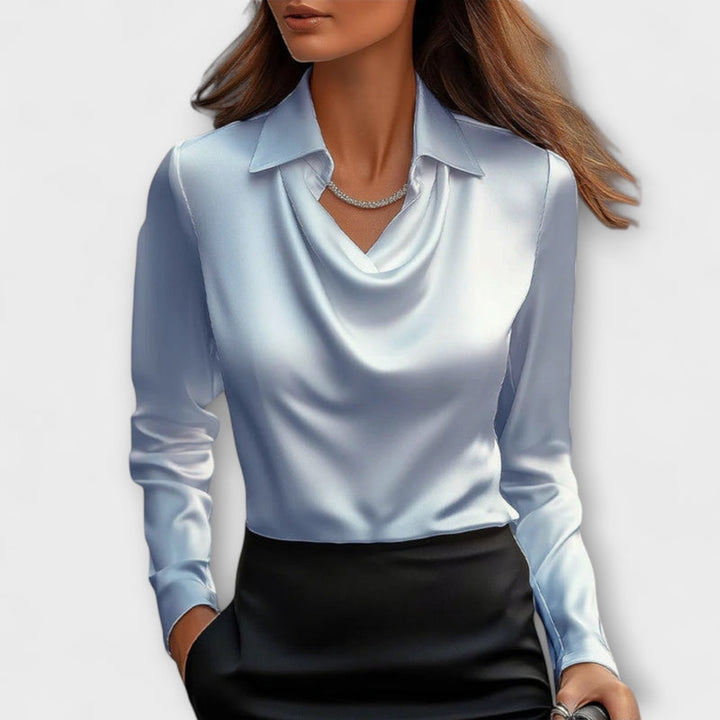 Lira Shimmering Ruffled Collar Blouse