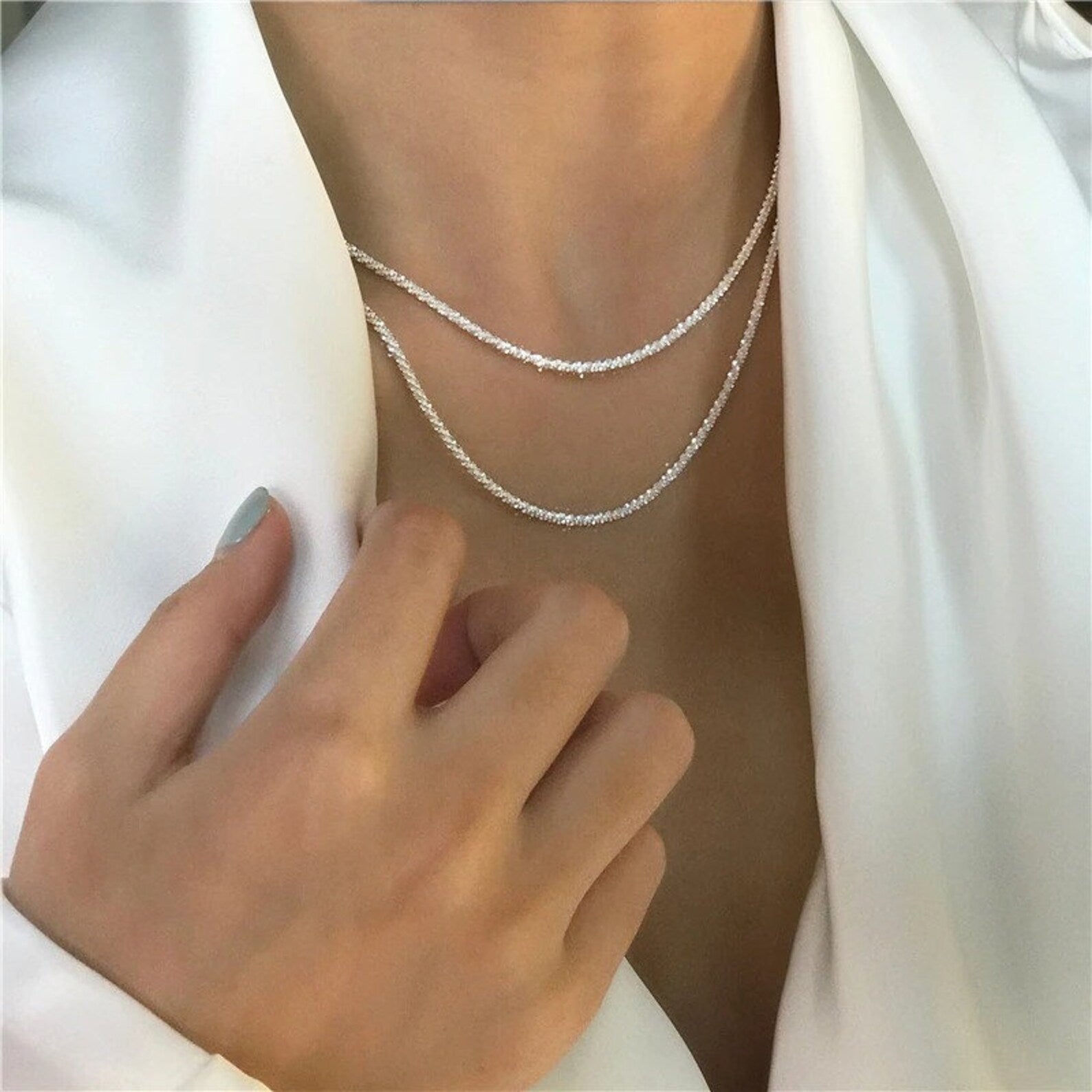 Star Light Silver Necklace Set