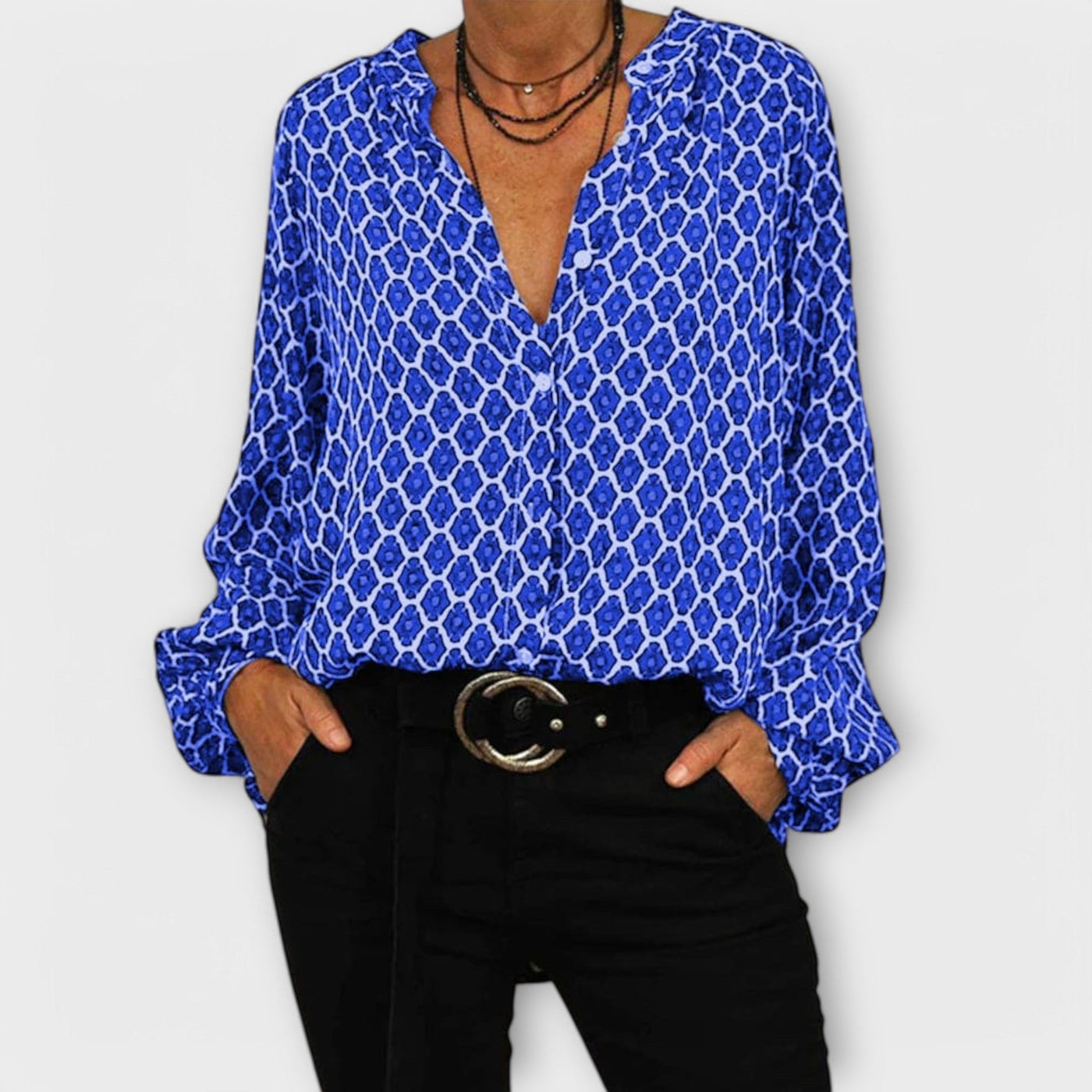 Graceful V-Neck Blouse