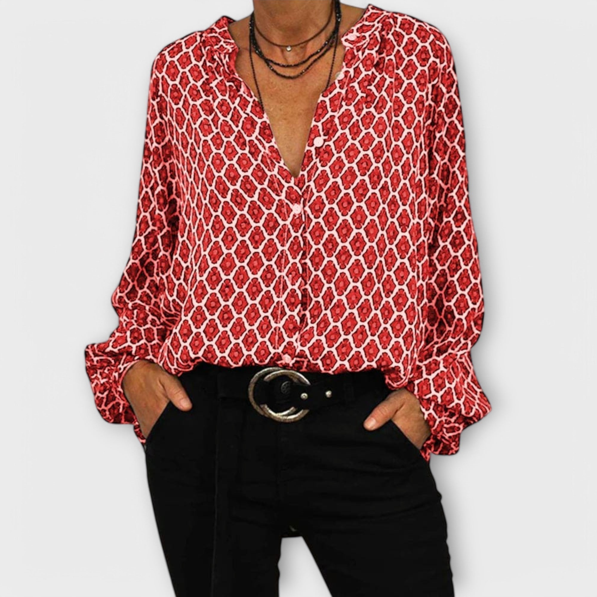 Graceful V-Neck Blouse