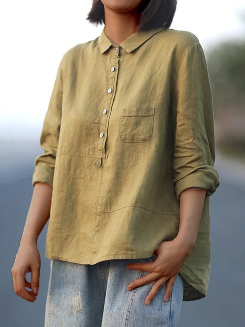 Rhea Women's Long Sleeve Linen Top
