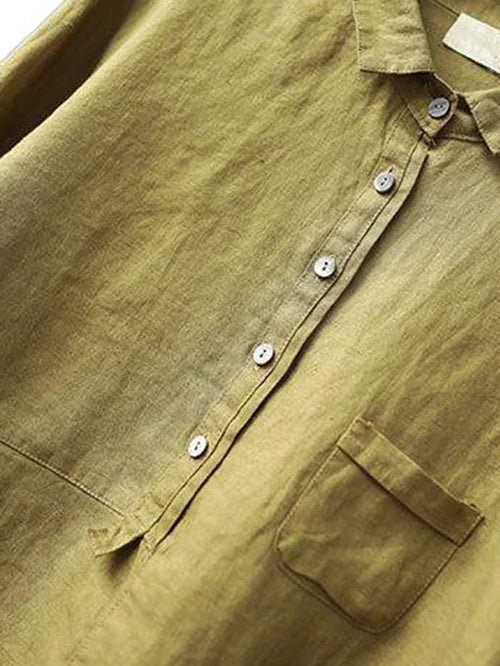 Rhea Women's Long Sleeve Linen Top