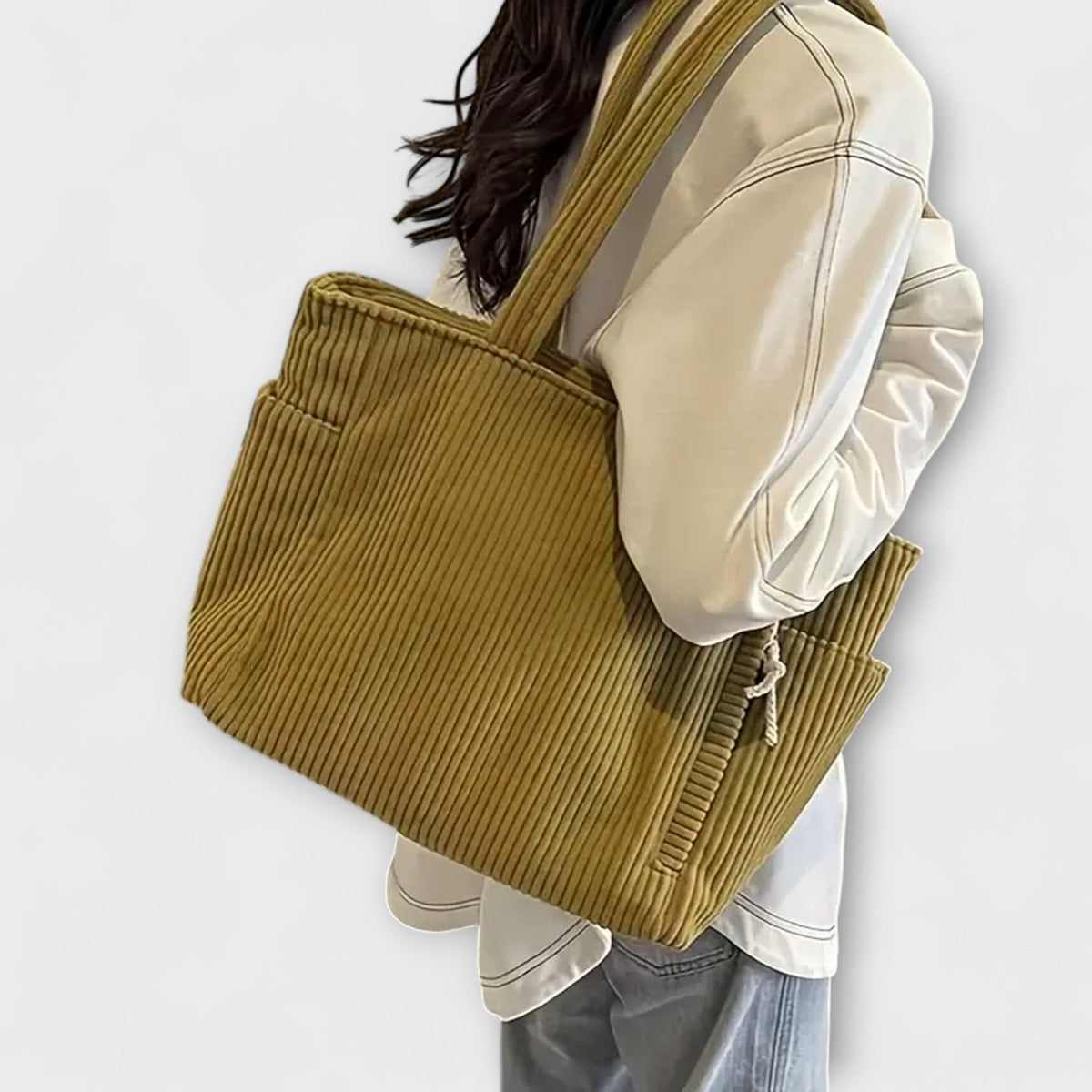 Tilda – Ribbed Tote Bag with Cord Detail