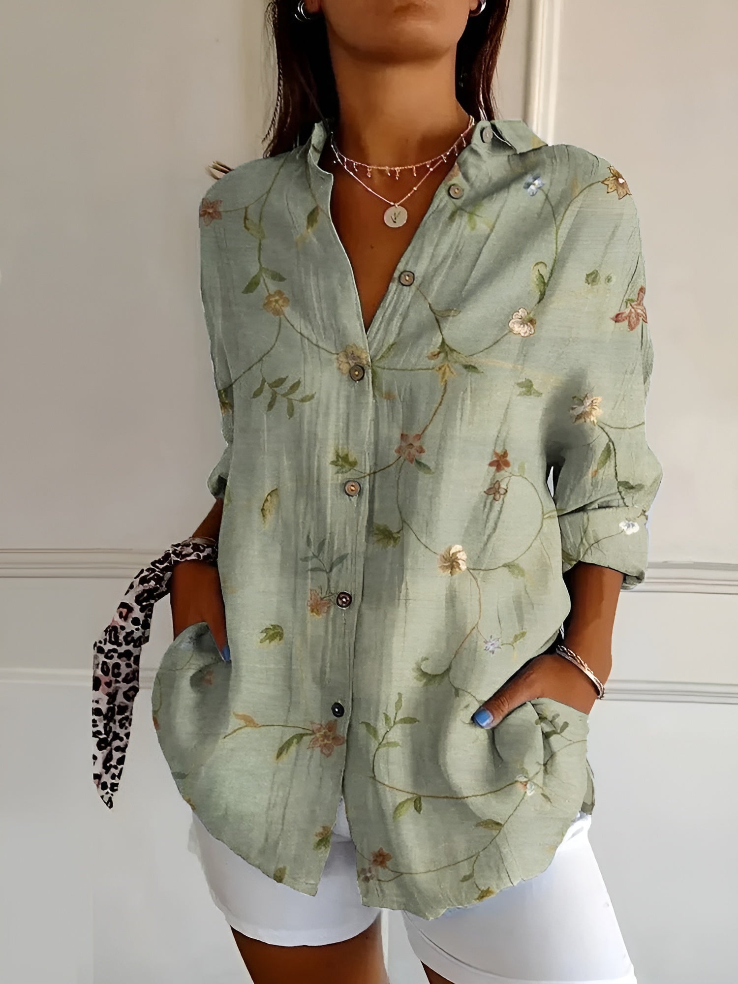 Floral Wave Cotton Blouse by Maja